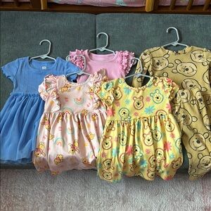 Adorable Baby Dress Set with Bear and Rainbow Prints
